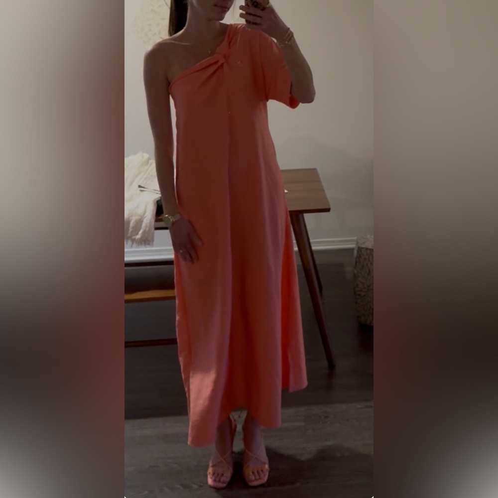COS One-Shoulder Coral Maxi Dress
